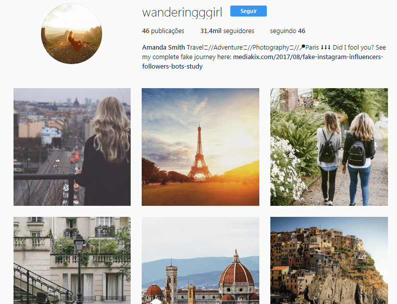 Fake nstagram Influencer Account Wanderingggirl - Influency.me