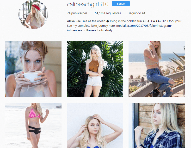 Instagram- nfluencer Fake Followers Study CaliBeachGirl310 - Influency.me