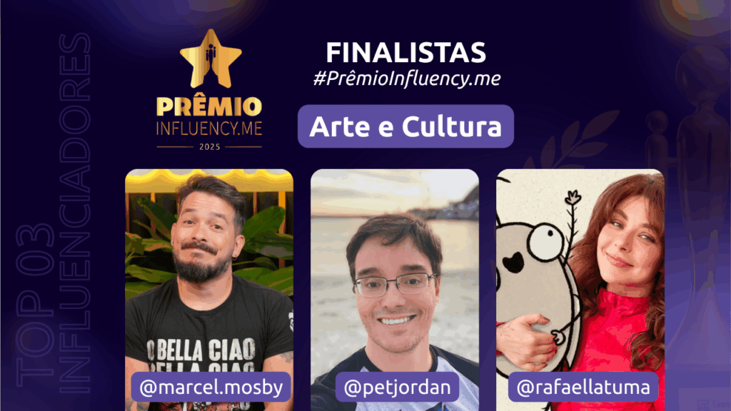 prêmio influency.me
arte e cultura
marcel mosby
peter jordan
ei nerd
rafaella tuma