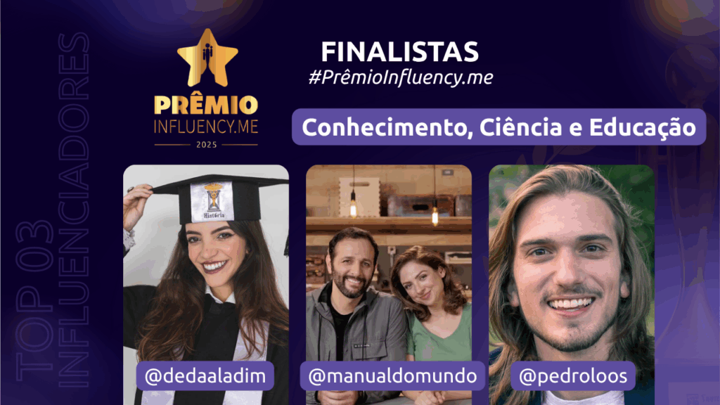 prêmio influency.me
conhecimento
ciência
educação
débora aladim
manual do mundo
pedro loss