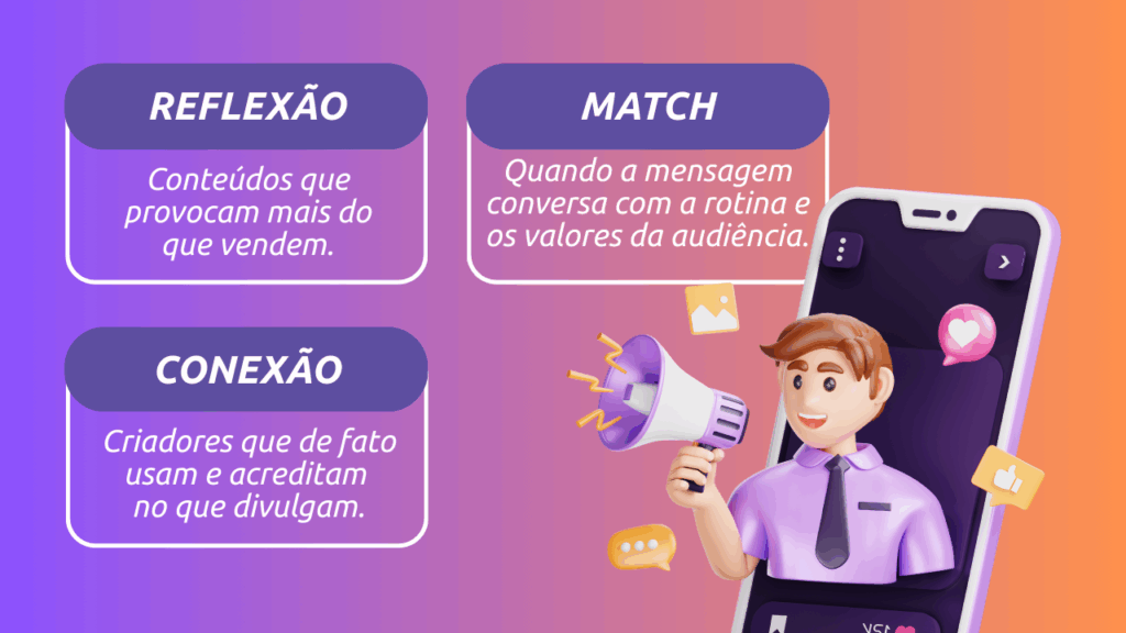 marketing de influência
reflexão
match
conexão